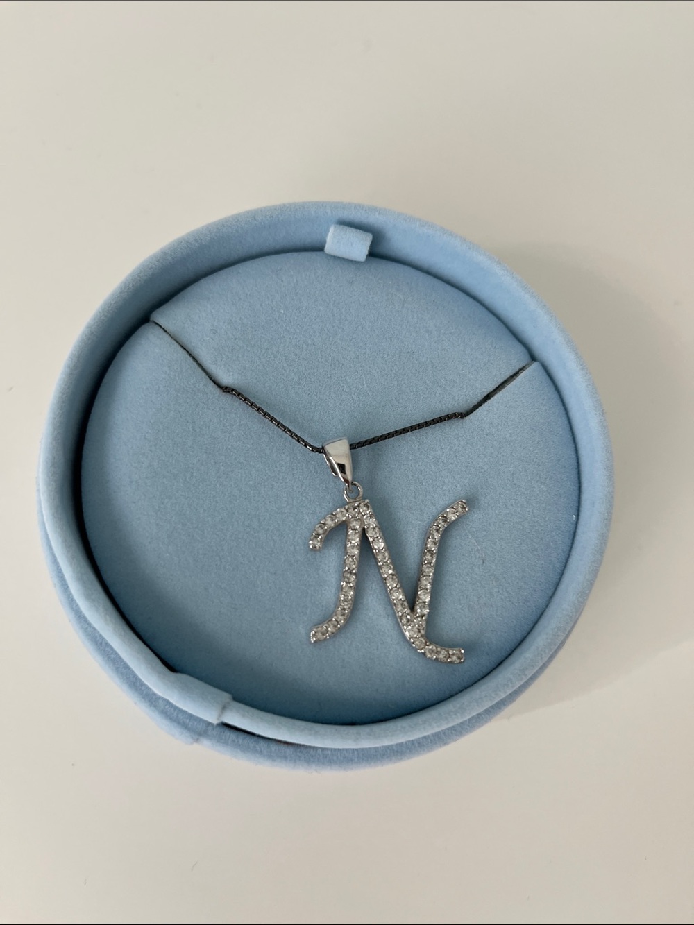 “N” silver letter necklace